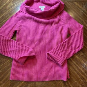 ANNIES EYE Size Small Pink 100% Cashmere Cowl Neck Sweater Long Sleeve Classic